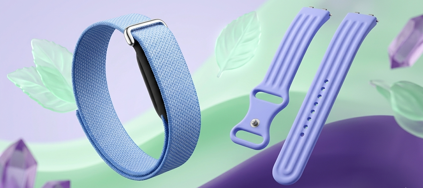 Pulsera de actividad Google Fitbit Air sin pantalla con correa deportiva azul y recambios color lavanda